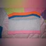 None Viral Neon Rainbow Crocheted Bell Sleeve Crop Top Womens Size Small Photo 2