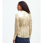 Madewell NWT Slim Button-Up Shirt Stripe Silk Faded Khaki Photo 6