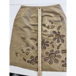Ann Taylor  100% Silk Skirt SZ 2 Petite Knee Length Lined Pencil Embroidered Gold Photo 2