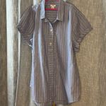 J.Crew  Poplin Pop-Over Shirt Blue & White Striped Half Button Up Size XL Womens Photo 0