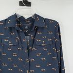 Tommy Hilfiger Blue Dog Print Long Sleeve Casual Shirt Dress Size XS FLAWED Photo 11