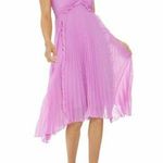 Halston Heritage Nwt  Pleated Georgette Dress Tulip Purple Sz 0 Photo 0
