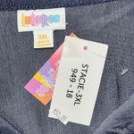 LuLaRoe NWT Sz 3XL Blue Chambray Drawstring Waist Stacie Button Down Shirt Dress Photo 4