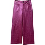 Anthropologie Anthro Maeve Colette Metallic Pink Faux Leather Cropped Wide Leg Pants Sz 26 Photo 3