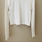 Urban Outfitters  Long Sleeve Waffle Knit Crop Top Ivory Sz Large Photo 2