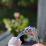 Boutique Sapphire Diamond Ring | Platinum Plated 925 Sterling Silver Size 8 Photo 5