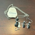 Source Unknown Elegant Black and White Cat Jewelry Set Photo 0
