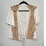 Free People NEW  Blossom Lace Wrap Front Top Cream Tan XS Coquette Dainty Lace Photo 7