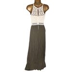 Iz Byer  Lace Bodice Maxi Dress Keyhole Front Olive XS Juniors Photo 1