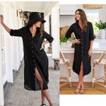 Frank & Eileen  Rory Maxi Shirt Dress Washed Linen Black Size XS Photo 1