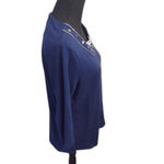 Quacker Factory Medium M Blue Nautical Sailor 3/4 Sleeve Top Photo 3