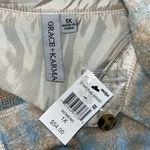 Grace+Karma Womens NWT Size 1X Tan & Blue Plaid Shacket Photo 3
