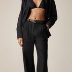 J.Crew Petite Wide Leg Essential Pant Linen High Waist Classic Black US 4 P NWT Photo 0