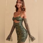 Oh Polly  Women’s ASLI Long Sleeve Paneled Mini Dress In Olive Print Size 2 Photo 6