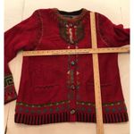 Icelandic Design Sweater Sz Medium Orange Embroidered Beaded Lined Cardigan YC Photo 7