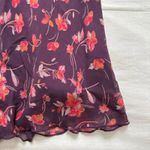Jaclyn Smith Vintage purple floral silk midi dress with ruching Size 12 Photo 2