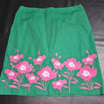 Boden Womens Green Pink Embroidered Flower‎ Skirt 4 Green Photo 0