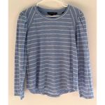 Veronica Beard  Mason Baseball Tee‎ Womens Large Blue White Stripe Preppy Luxury Photo 2