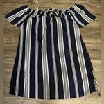 Indulge  Navy and White Striped Casual Dress Photo 0