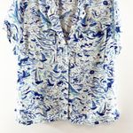 Maeve Anthropologie Short Sleeve Linen Blend Surf Shirt Blue XL Photo 8
