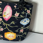 Talbots Paper Lanterns Cherry Blossom Flowers Embroidered Beaded Handbag Purse Photo 3