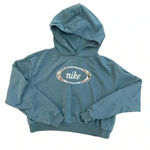 Nike Women Ash Green Floral Print Crop Pullover Hoodie Size Small Photo 1