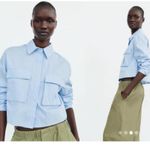 ZARA  Blue & White Striped Boxy Cropped Top Women's Medium Coastal Nautical Photo 1