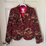 Talbots  Stretch Size 12 Velvet Paisley Print Blazer Jacket Boho Fall Photo 0