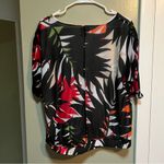 Worthington Boatneck Blouse White Black Palm Print M Photo 6