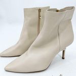 L’Agence Aimee Nude Cream Pointed Toe Stiletto Heel Zip Ankle Booties Size 40 Photo 0