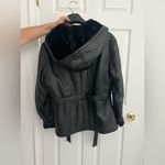 Heavy Black Hooded Leather Jacket Size L Photo 2
