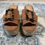 Sam Edelman Brown Suede Slide Platform Sandals with Tortoise Buckle Size 8 Photo 1