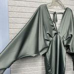 ZARA  batwing ruched draped contrasting satin long sleeve mini dress Photo 7