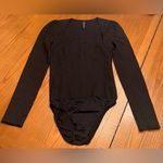 ZARA  Textured Square Neck Long Sleeve Black‎ Bodysuit Top Size Small Photo 8