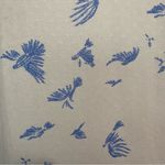 Hinge white long sleeve split V neck blouse blue bird print boho cottage Large Photo 5