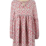 Jack by BB Dakota  size S babydoll puff sleeve peplum chiffon floral top tunic Photo 2