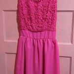 SheIn Bright Pink silk dress with crochet top. Romantic and Elegant Barbiecore Photo 3