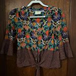 Anthropologie  Maeve Carter Floral Boho Tie Front Blouse XS Photo 2