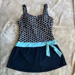 Jag SWIMSUIT Geometric Patterned Tank Dress with Blue Accent Size‎ 14 Black Photo 0