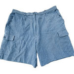 Talbots Linen Blend Striped Cargo Shorts Blue Casual Summer Size 18 Photo 0