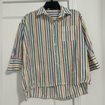 Tuckernuck  Pomander Place Rainbow Stripe Adair Boyfriend Shirt Photo 4