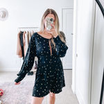 Free People Black Printed Long Sleeve Romper Photo 3