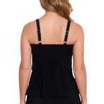 Swim Solutions Tankini Top Tiered Crochet Molded Cups Black 8 Photo 1
