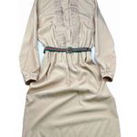 Vintage 80s Light Academia Preppy Khaki Dress Green Red Belt Photo 1