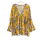 Free People Bella Golden Yellow Floral Print Tunic or Babydoll Dress Size Large Photo 5