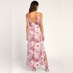 Lulus Sparkling Summer Purple Floral Lurex Maxi Dress Tie Waist Side Slits Lined Photo 1