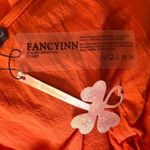 Fancyinn NWT  2 Piece Outfits Deep V Neck Ruffle Crop Top Split Wide Leg Pant Set Photo 8