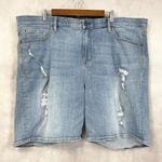 Torrid  Womens Denim Shorts Sky High Skinny Bermuda Size 26‎ Distressed Stretch Photo 0