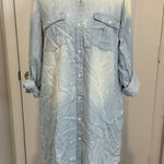 Ali Miles Chambray Cactus Print Tencel Shirt Dress Women's Small Western Boho Blue Photo 0