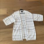 Andrea Jovine AJ  Lightweight Stripe White/Black Short Sleeve Open Cardigan XL Photo 2